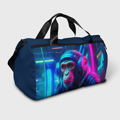Спортивная сумка Обезьяна в наушниках cuberpank / 3D-принт – фото 1