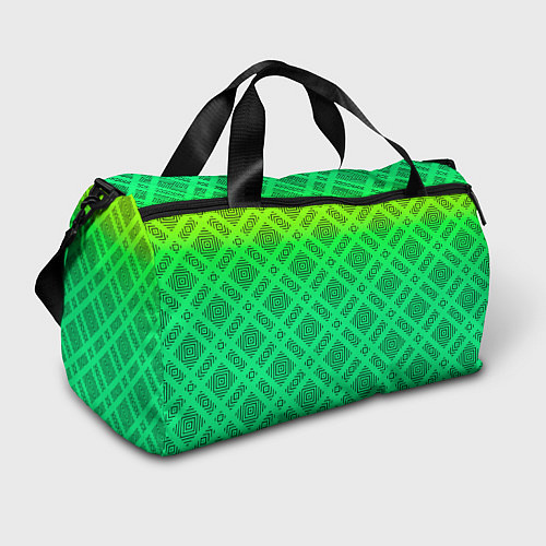 Спортивная сумка Желто-зеленый градиентный фон с геометрическим узо / 3D-принт – фото 1