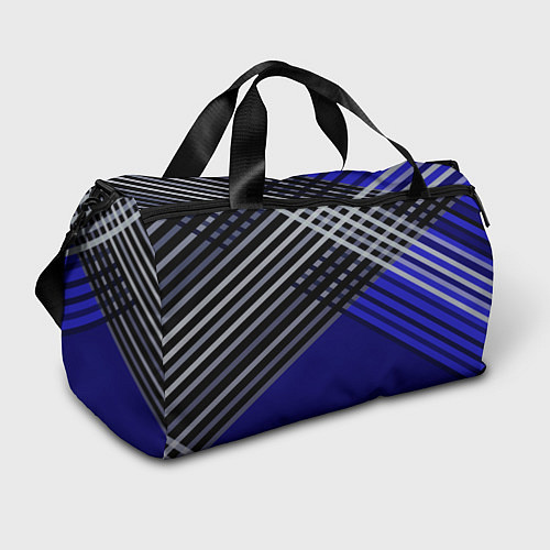 Спортивная сумка Белые и серые полосы на синем фоне / 3D-принт – фото 1