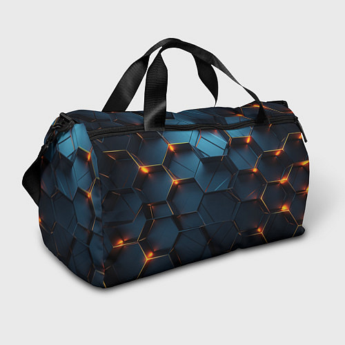 Спортивная сумка Синие объемные плиты с оранжевыми вставками / 3D-принт – фото 1