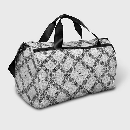 Спортивная сумка Черно-белый ажурный кружевной узор Геометрия / 3D-принт – фото 1
