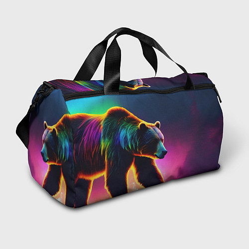 Спортивная сумка Неоновый светящийся медведь гризли / 3D-принт – фото 1