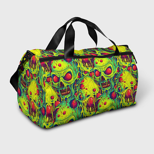 Спортивная сумка Зеленые психоделические черепа / 3D-принт – фото 1