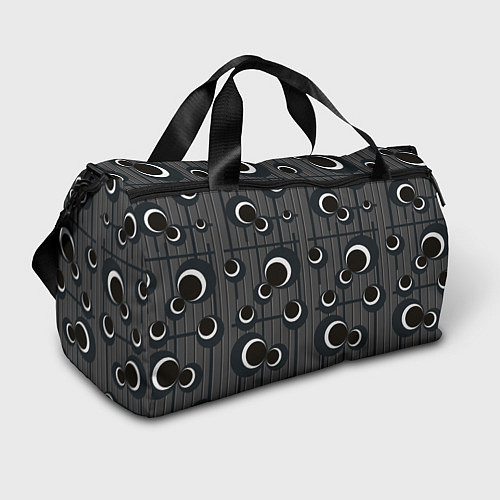 Спортивная сумка Черные и белые круги на сером / 3D-принт – фото 1