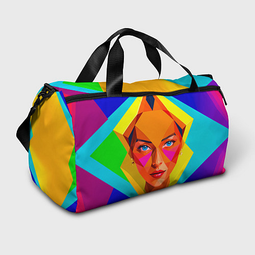 Спортивная сумка Девушка голубоглазая в ромбе / 3D-принт – фото 1