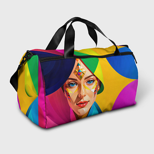 Спортивная сумка Девушка лицо с ромбическим орнаментом / 3D-принт – фото 1