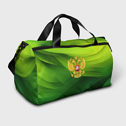 Сумки спортивные Золотистый герб России на зеленом фоне, цвет: 3D-принт