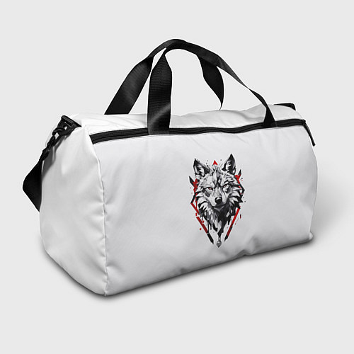 Спортивная сумка Волк в геометрическом стиле с красными глазами / 3D-принт – фото 1