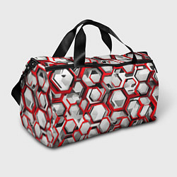 Сумки спортивные Кибер Hexagon Красный, цвет: 3D-принт
