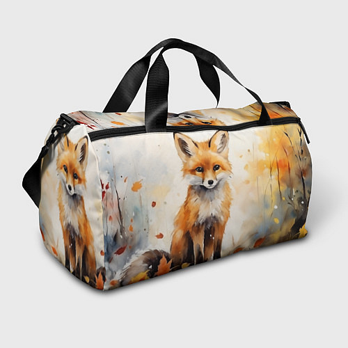 Спортивная сумка Лиса в осеннем лесу акварель / 3D-принт – фото 1