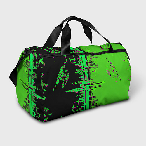 Спортивная сумка Кибер-глитч зелёный / 3D-принт – фото 1