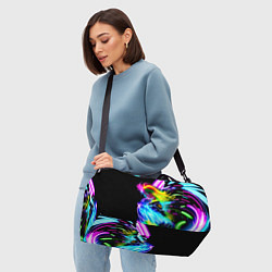 Сумки спортивные Огненная девчонка - киберпанк - неоновое свечение, цвет: 3D-принт — фото 2