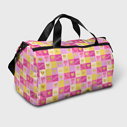 Спортивная сумка Барби: желтые и розовые квадраты паттерн