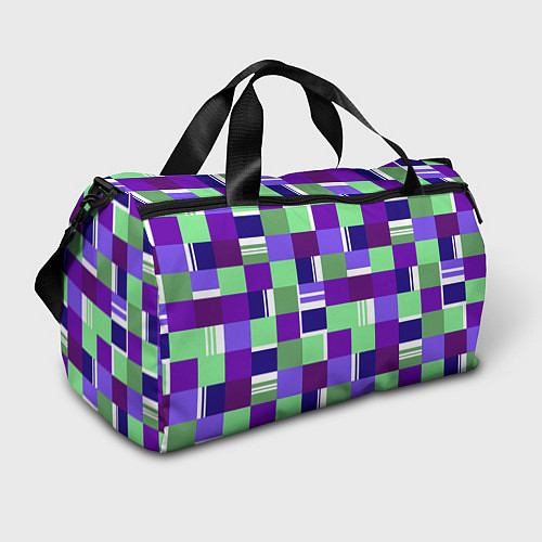 Спортивная сумка Ретро квадраты баклажановые / 3D-принт – фото 1
