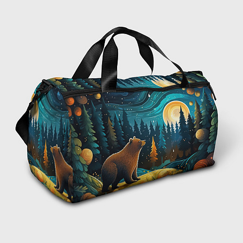 Спортивная сумка Хозяин тайги: медведь в лесу / 3D-принт – фото 1