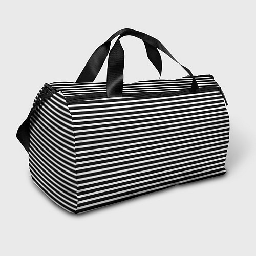 Спортивная сумка Чёрный в белую полоску / 3D-принт – фото 1