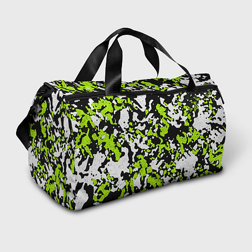 Спортивная сумка Абстракция чёрно-зелёная / 3D-принт – фото 1