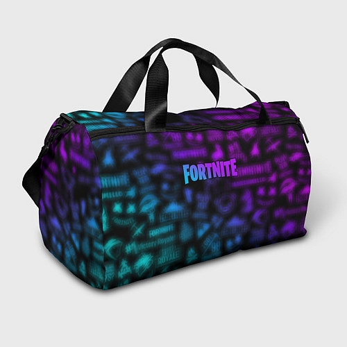 Спортивная сумка Неоновые логотипы Fortnite / 3D-принт – фото 1
