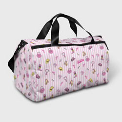 Спортивная сумка Барби - розовая полоска и аксессуары