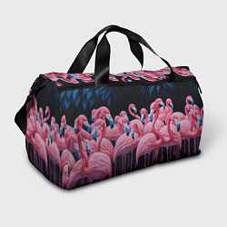 Спортивная сумка Стая розовых фламинго в темноте