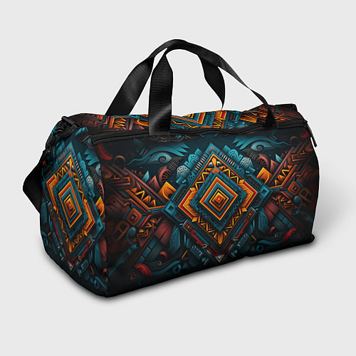 Спортивная сумка Орнамент с оранжевыми и синими ромбами / 3D-принт – фото 1
