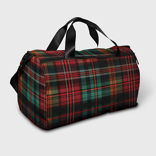 Спортивная сумка Красно-зелёная шотландская клетка / 3D-принт – фото 1