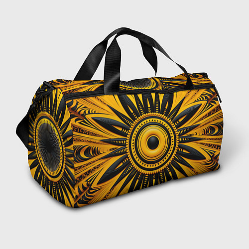 Спортивная сумка Желто-черный узор в африканском стиле / 3D-принт – фото 1