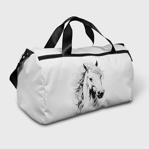 Спортивная сумка Лошадь белая на ветру / 3D-принт – фото 1