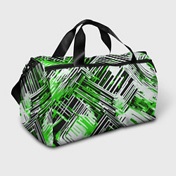 Сумки спортивные Киберпанк линии белые и зелёные, цвет: 3D-принт
