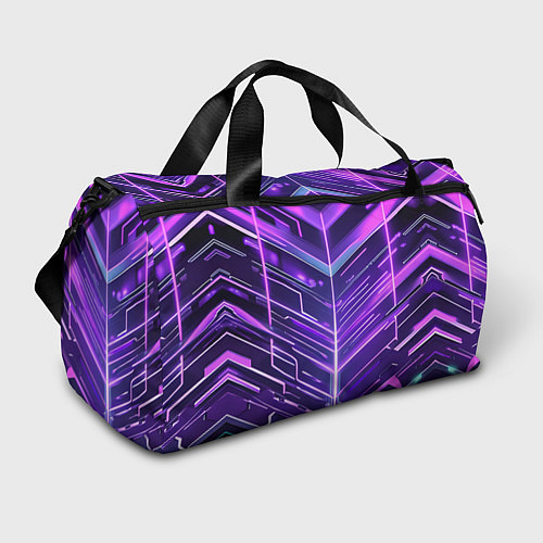 Спортивная сумка Фиолетовые неон полосы киберпанк / 3D-принт – фото 1