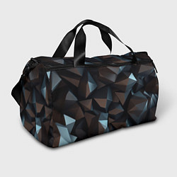 Спортивная сумка Черная геометрическая абстракция - объемные грани