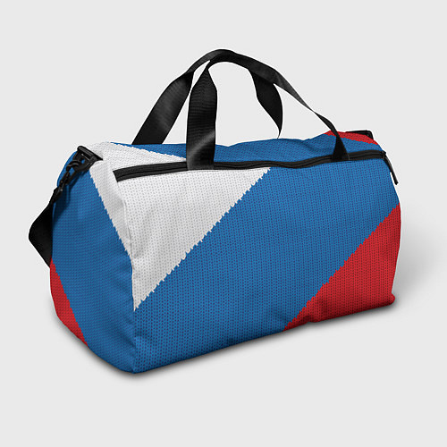 Спортивная сумка Белый синий красный вязаный фон / 3D-принт – фото 1