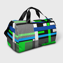Спортивная сумка Геометрический узор сине -зеленый в стиле пэчворк