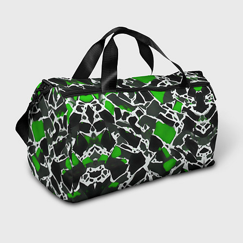 Спортивная сумка Кляксы чёрные и зелёные / 3D-принт – фото 1
