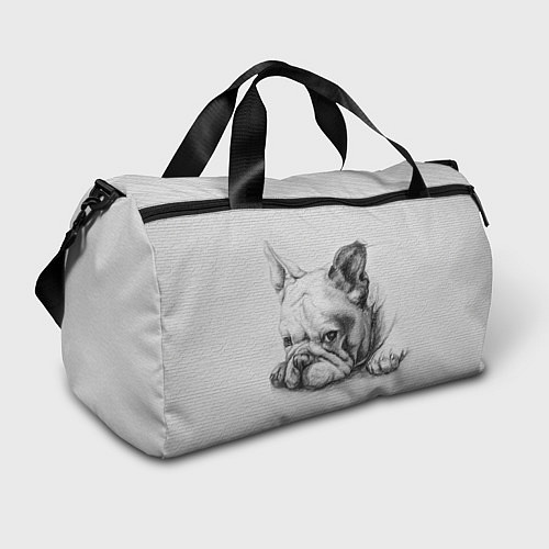 Спортивная сумка Французский бульдог чб рисунок на стене / 3D-принт – фото 1