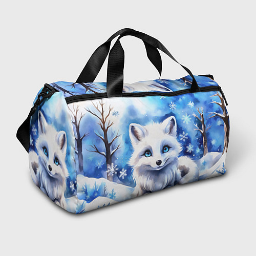 Спортивная сумка Портрет мультяшного песца акварель / 3D-принт – фото 1