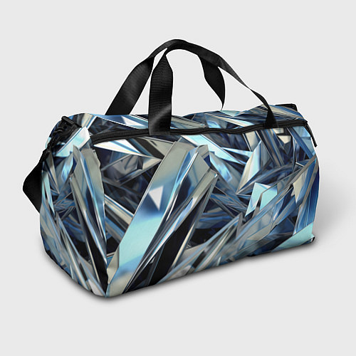 Спортивная сумка Абстрактные осколки голубого цвета / 3D-принт – фото 1
