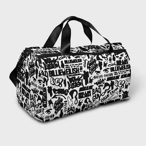 Спортивная сумка Билли Айлиш автографы черно белый / 3D-принт – фото 1
