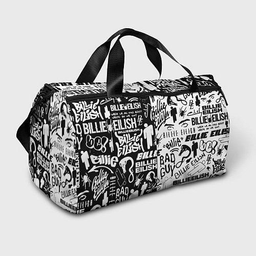 Спортивная сумка Billie Eilish чернобелые битва лого / 3D-принт – фото 1