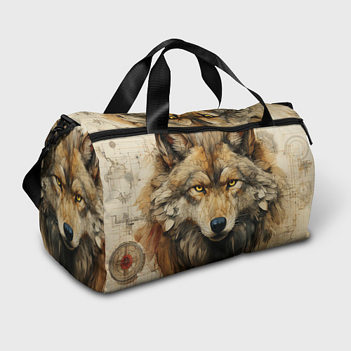 Спортивная сумка Волк в стиле диаграмм Давинчи / 3D-принт – фото 1