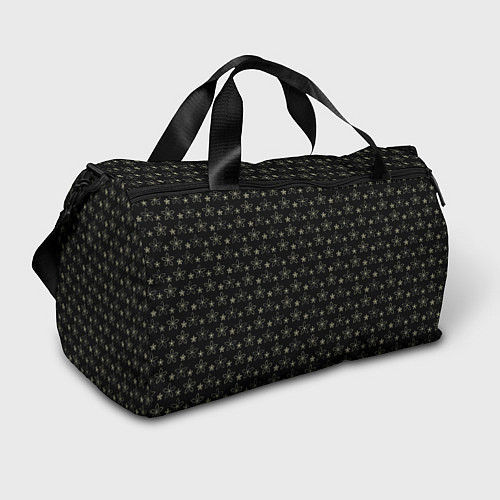 Спортивная сумка Паттерн чёрный маленькие стилизованные цветы / 3D-принт – фото 1