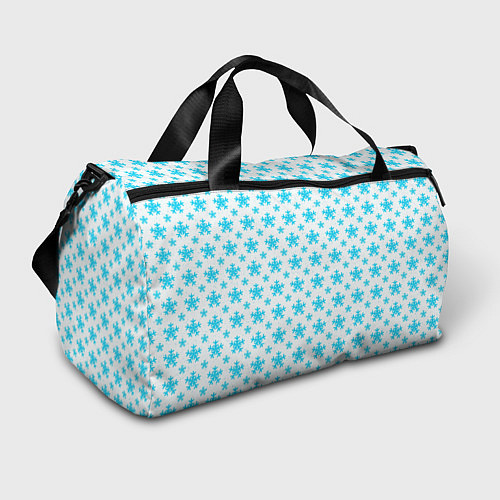 Спортивная сумка Паттерн снежинки бело-голубой / 3D-принт – фото 1