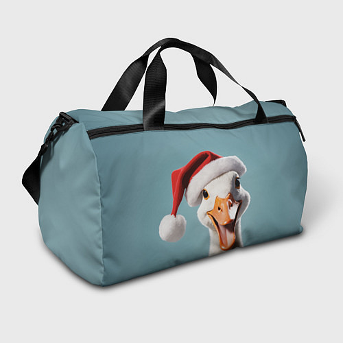 Спортивная сумка Смеющийся гусь в новогодней шапке / 3D-принт – фото 1