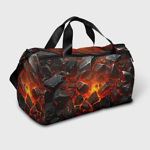 Спортивная сумка Летящие черные камни после взрыва / 3D-принт – фото 1