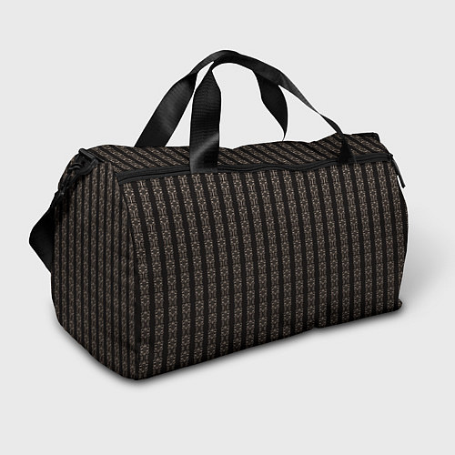 Спортивная сумка Тёмно-коричневый полосатый с узором / 3D-принт – фото 1