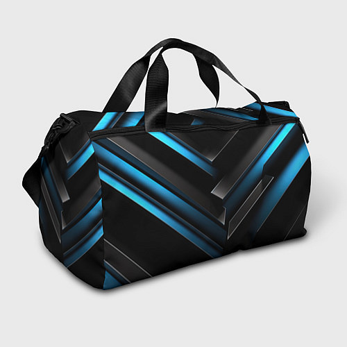 Спортивная сумка Синий неоновый яркий свет на черном абстрактном фо / 3D-принт – фото 1