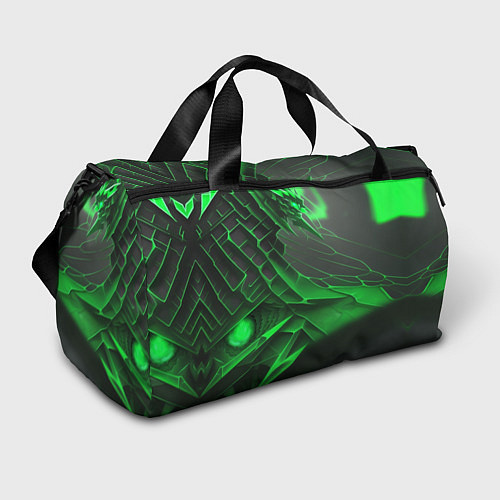 Спортивная сумка Зелёная сеть на чёрном фоне / 3D-принт – фото 1