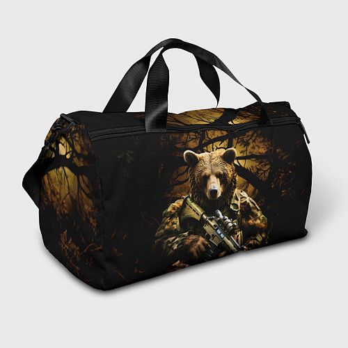 Спортивная сумка Медведь солдат в дремучем лесу / 3D-принт – фото 1