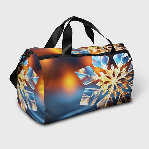 Спортивная сумка Реалистичная снежинка на теплом фоне / 3D-принт – фото 1
