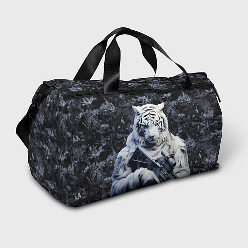 Спортивная сумка Белый тигр солдат зима / 3D-принт – фото 1